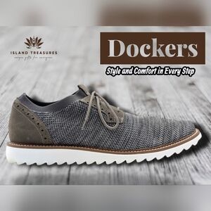 Dockers Feinstein Men Size 11.5 Gray Knit Oxford Smart Series Comfort Foot Bed